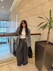 Çizgili Maskülen Palazzo Pantolon