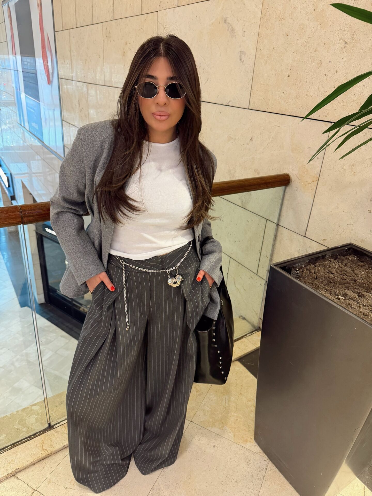 Çizgili Maskülen Palazzo Pantolon