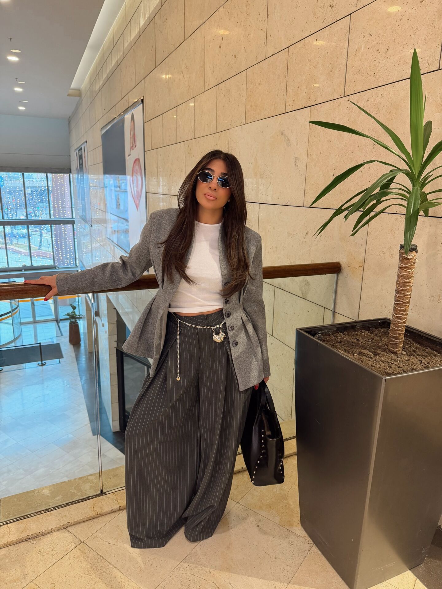 Çizgili Maskülen Palazzo Pantolon