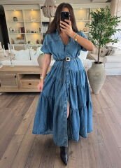 ZRA asimetrik kesim kemerli elbise