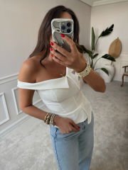 Bianca Atlas Beyaz Bluz
