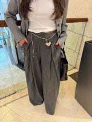 Çizgili Maskülen Palazzo Pantolon