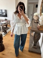 Kuşaklı Kırışık Gömlek