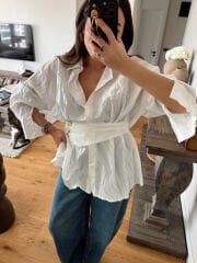 Kuşaklı Kırışık Gömlek