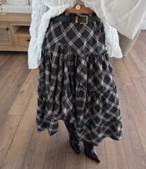 Antrasit asimetrik tasarım etek