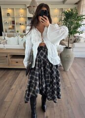 Antrasit asimetrik tasarım etek