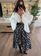 Antrasit asimetrik tasarım etek