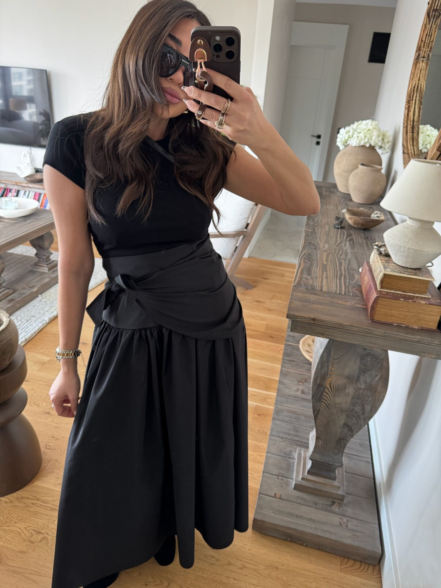 Şal detay poplin closh etek