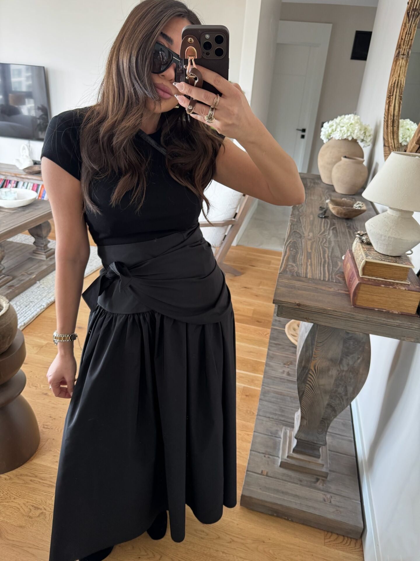 Şal detay poplin closh etek