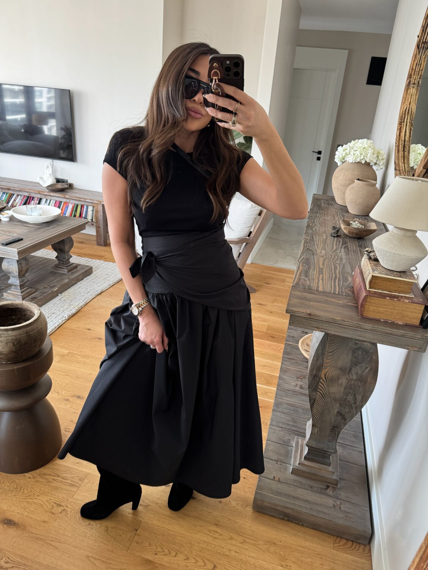 Şal detay poplin closh etek