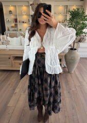 Kahve asimetrik tasarım etek