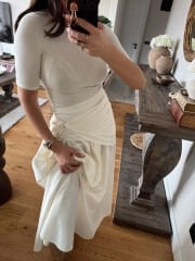 Şal detay poplin closh etek ekru