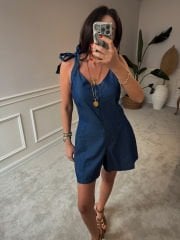 Bağlamalı Denim Tulum