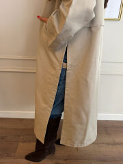 YAKA DETAY YIRTMAÇLI OVERSİZE TRENCHCOAT