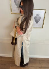 YAKA DETAY YIRTMAÇLI OVERSİZE TRENCHCOAT