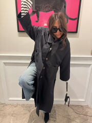 YAKA DETAY YIRTMAÇLI OVERSIZE TRENCHCOAT