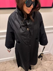 YAKA DETAY YIRTMAÇLI OVERSIZE TRENCHCOAT