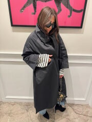 YAKA DETAY YIRTMAÇLI OVERSIZE TRENCHCOAT