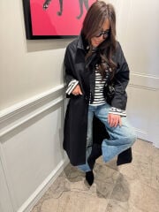 YAKA DETAY YIRTMAÇLI OVERSIZE TRENCHCOAT