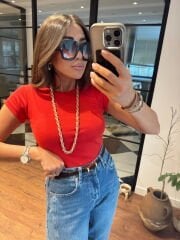 Pamuklu bisiklet yaka basic narçiçeği