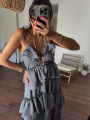 Fırfırlı Gofre Elbise