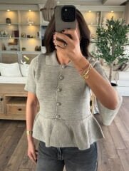 Düğmeli vizon hırka