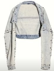 İthal Taşlı ve Zımbalı Bolero Kot Ceket