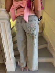 Arkası işlemeli jean