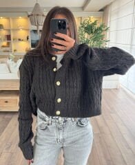 Gold düğmeli hırka