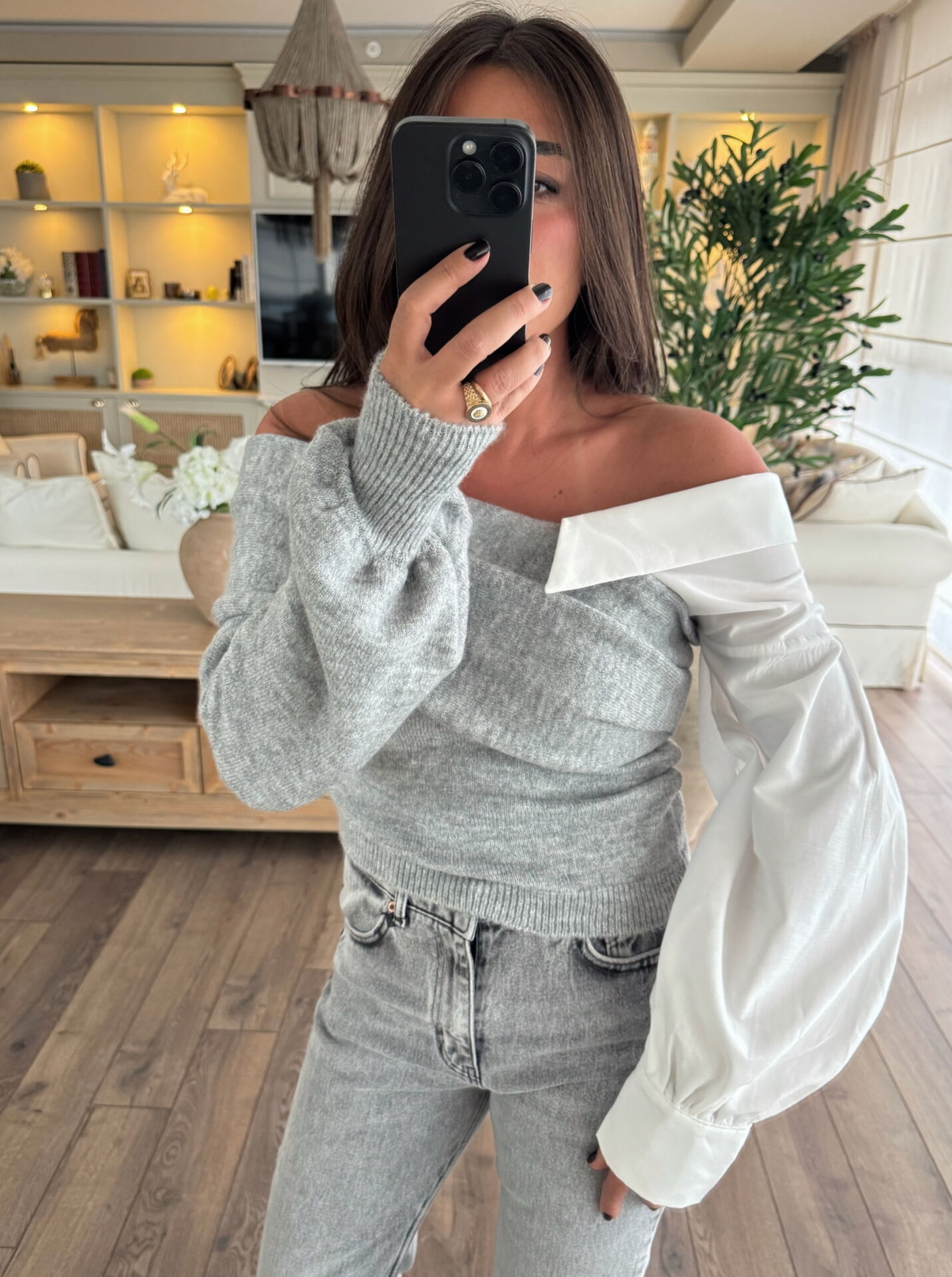 Gömlek geçişli kazak