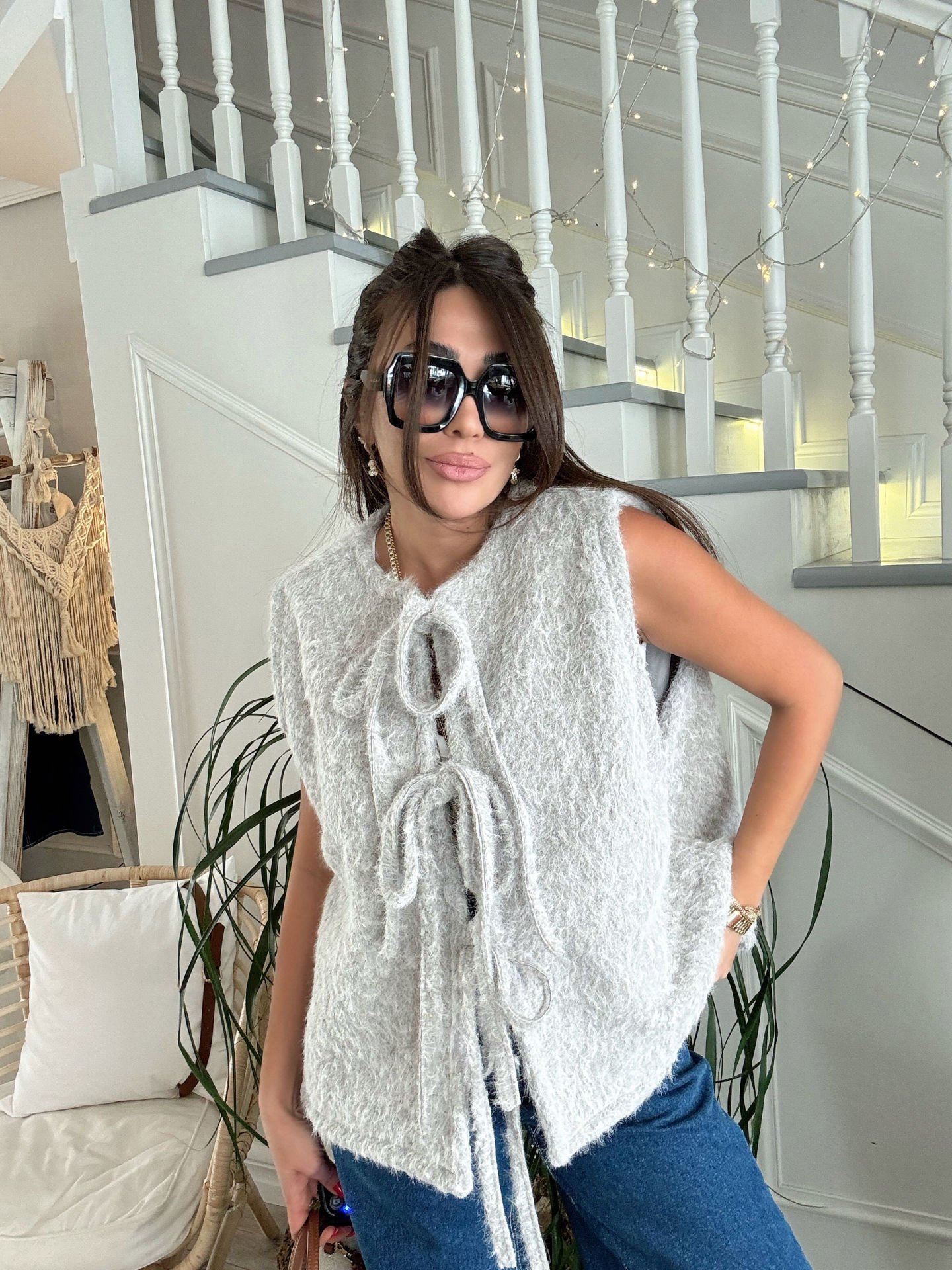 Fiyonklu Keçe Yelek