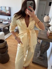 Midye tokalı tensel takım butter yellow