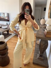 Midye tokalı tensel takım butter yellow