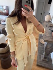 Midye tokalı tensel takım butter yellow