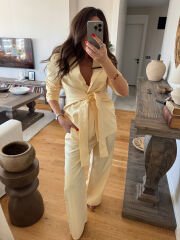 Midye tokalı tensel takım butter yellow