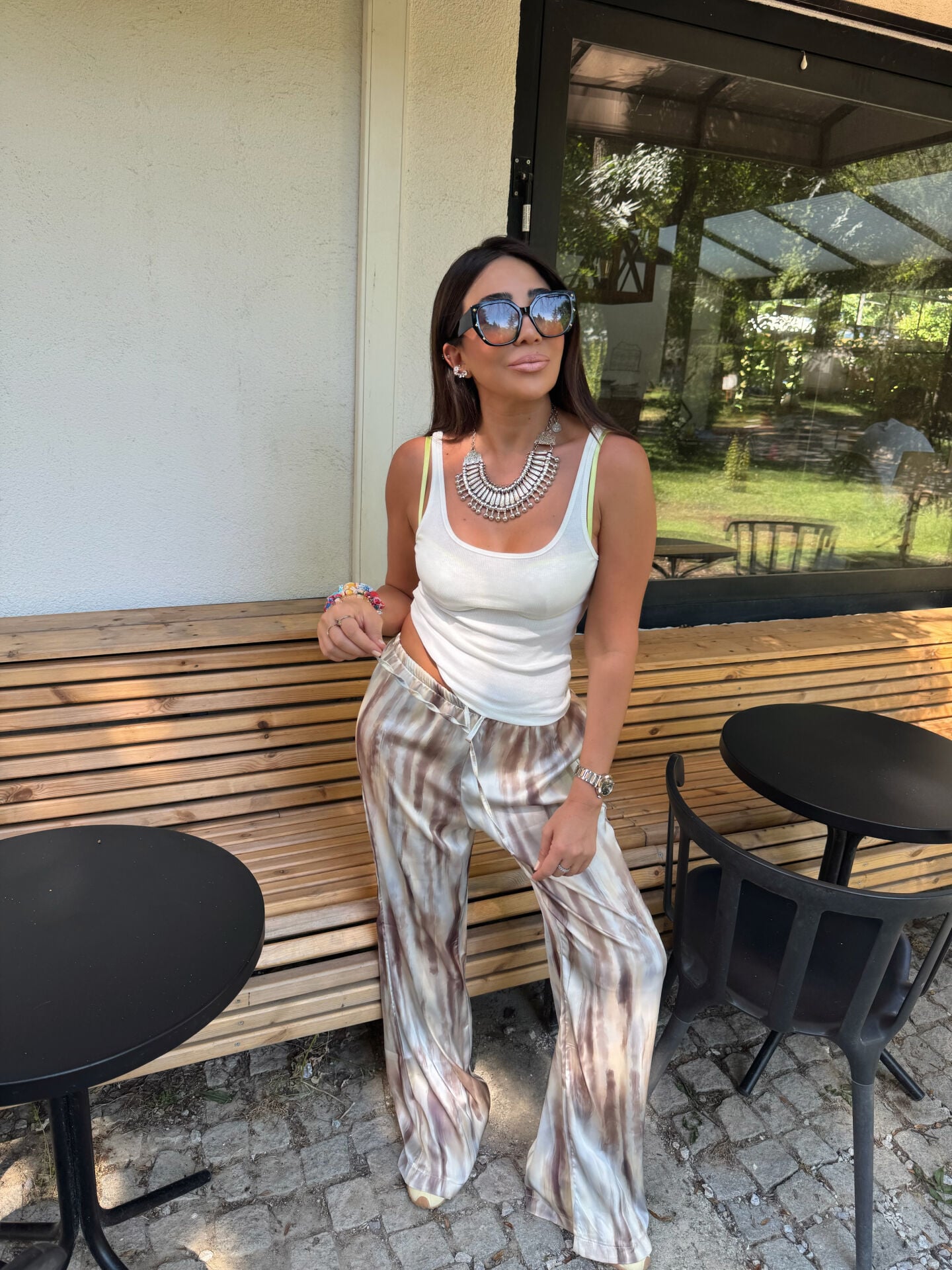 BATİK TİRİL SATEN PANTOLON