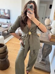 Midye tokalı tensel takım haki