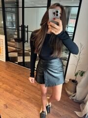 Dikişsiz siyah  uzun kollu pamuklu  basic