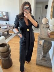 Midye tokalı tensel takım siyah