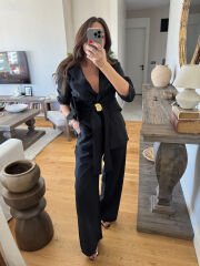 Midye tokalı tensel takım siyah