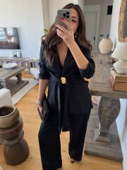 Midye tokalı tensel takım siyah