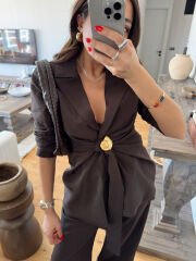 Midye tokalı tensel takım acı kahve