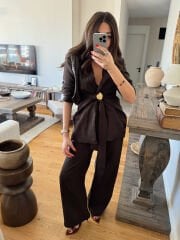 Midye tokalı tensel takım acı kahve