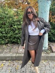 Brb muadil uzun mumlu trench coat