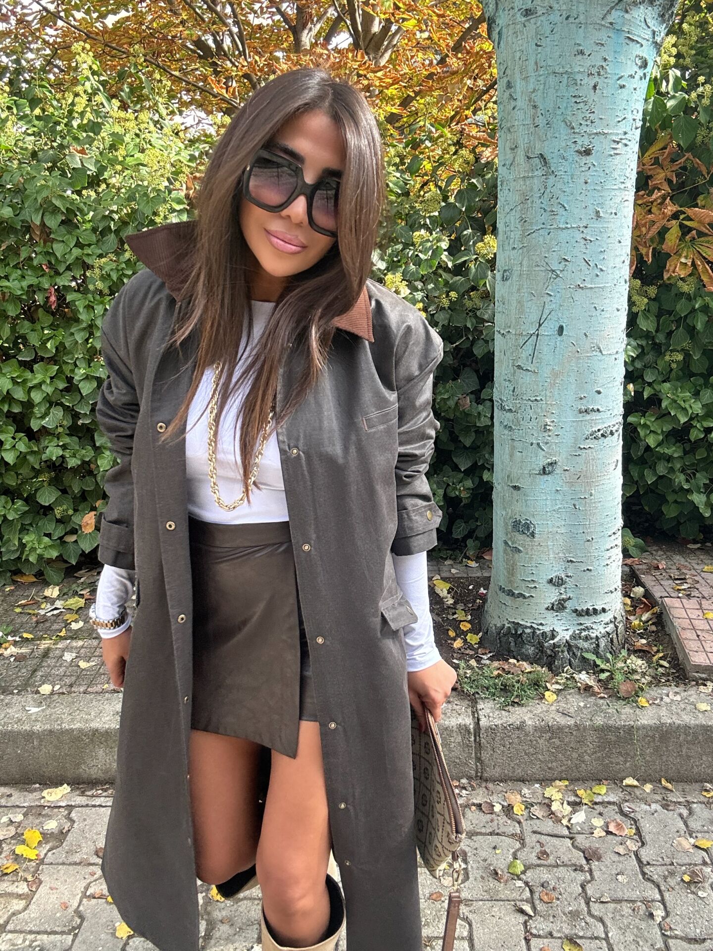 Brb muadil uzun mumlu trench coat