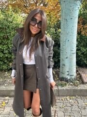 Brb muadil uzun mumlu trench coat