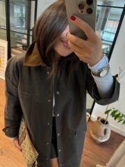 Brb muadil uzun mumlu trench coat