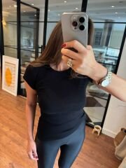 Pamuklu bisiklet yaka siyah basic