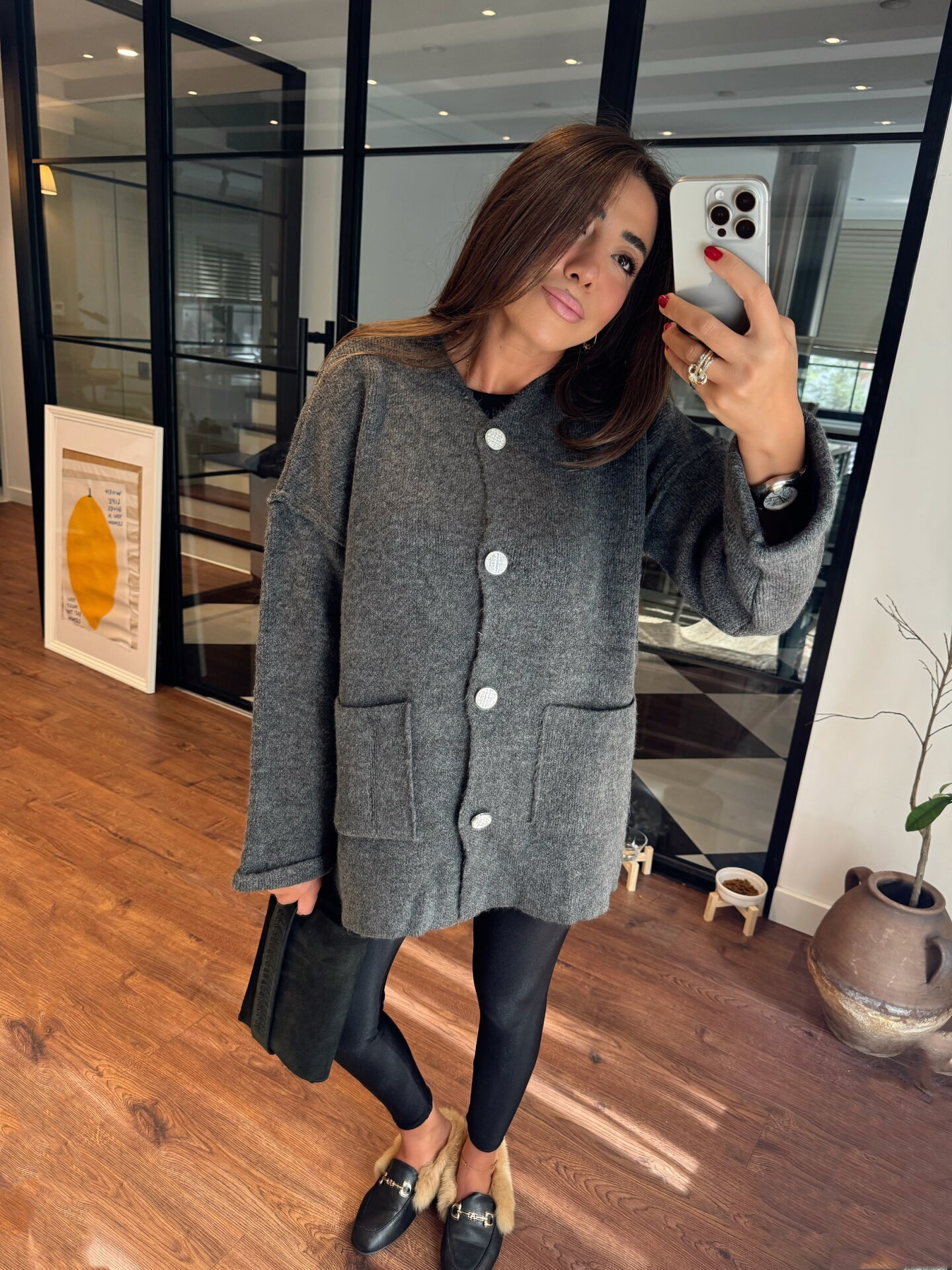 Cashmere yumuşak dokulu ceket hırka