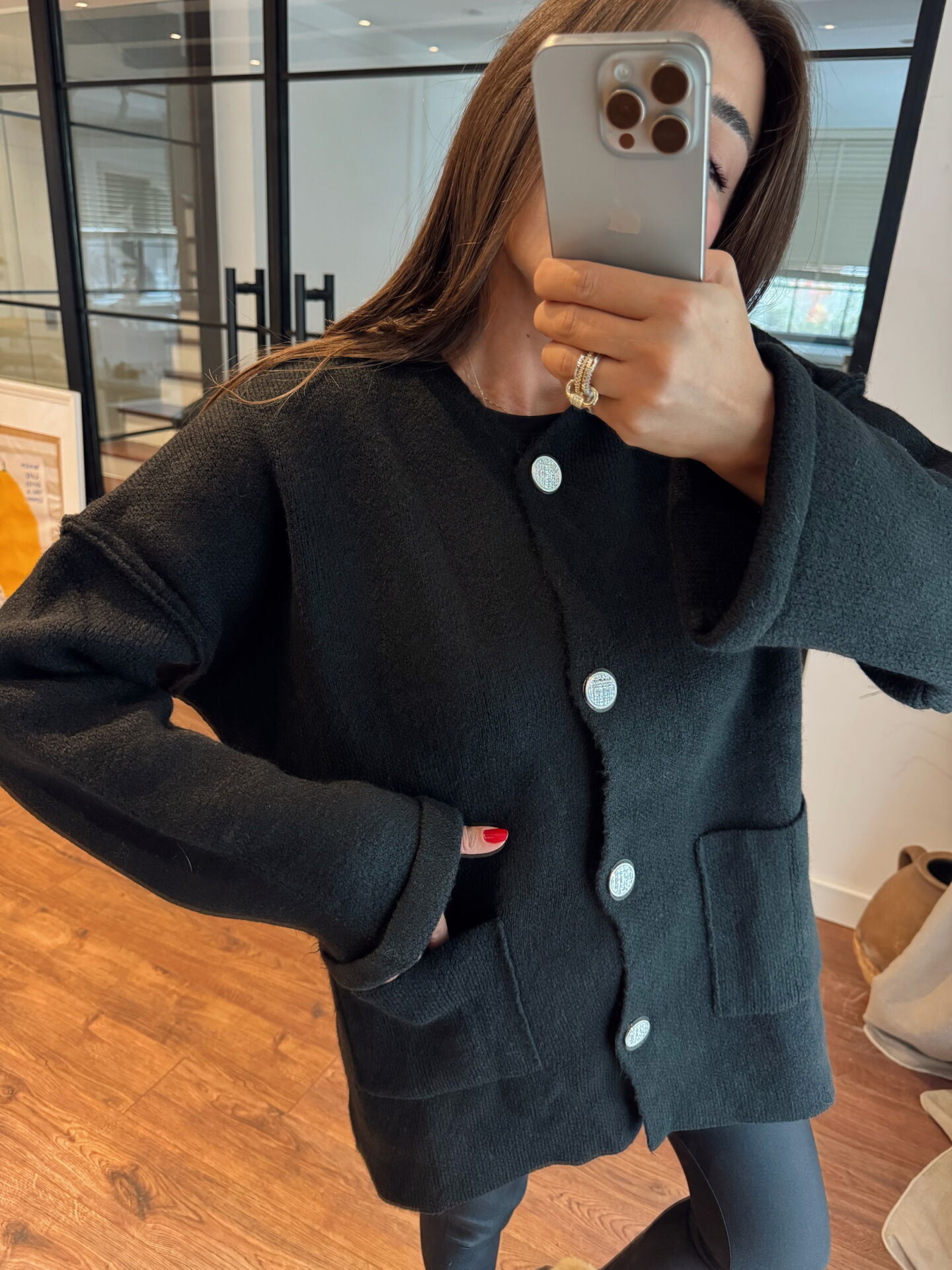 Cashmere yumuşak dokulu ceket hırka siyah